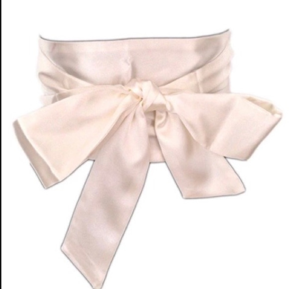 NEW Woman White Wide Satin Sash Wrap Tie Wedding
